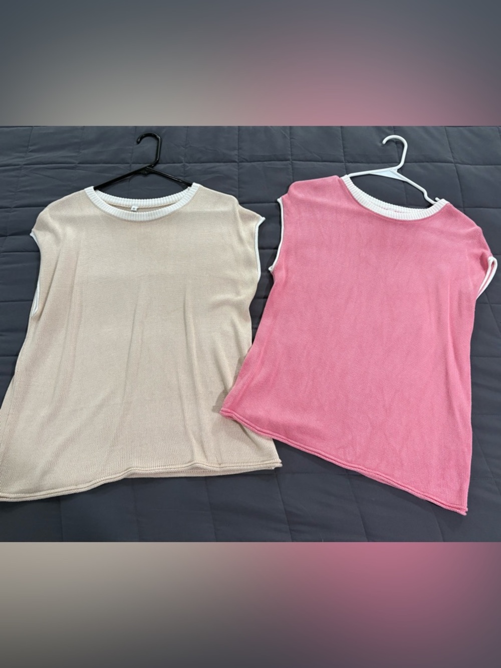 Amazon Women’s Crew Neck Sweater Shell Beige & Pink sz medium